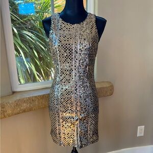 Romeo & Juliet Couture Gold-Silver Sequin Mini Dress Women’s Size Small